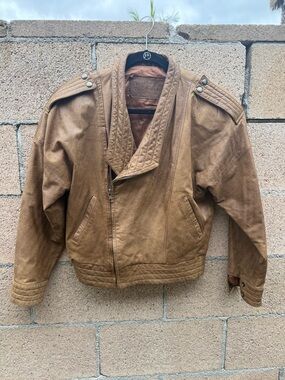 Vintage J. Elkins Alamo Uomo Leather Jacket Bomber Aviator Brown size small